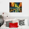 thumbnail image 4 of COMIO Colorful Landscape Painting Wall Art Canvas Paintings Abstract Texture Rainbow Trees with Walking People Prints Pictures Living Room Bedroom Artwork, 4 of 4