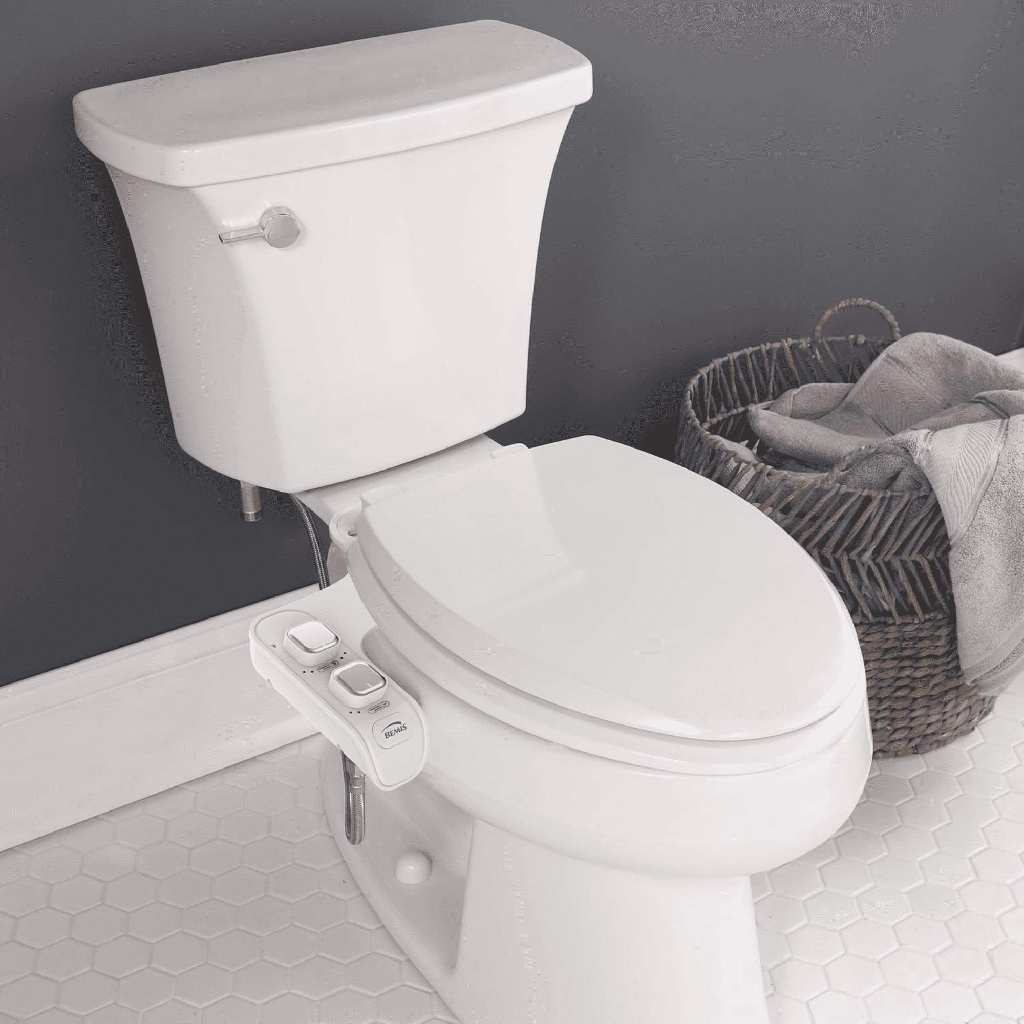 Bemis WS100 Wellspring Bidet Attachment, Fresh Water Spray, Non Electric, Easy to Install, White Toilet Seat