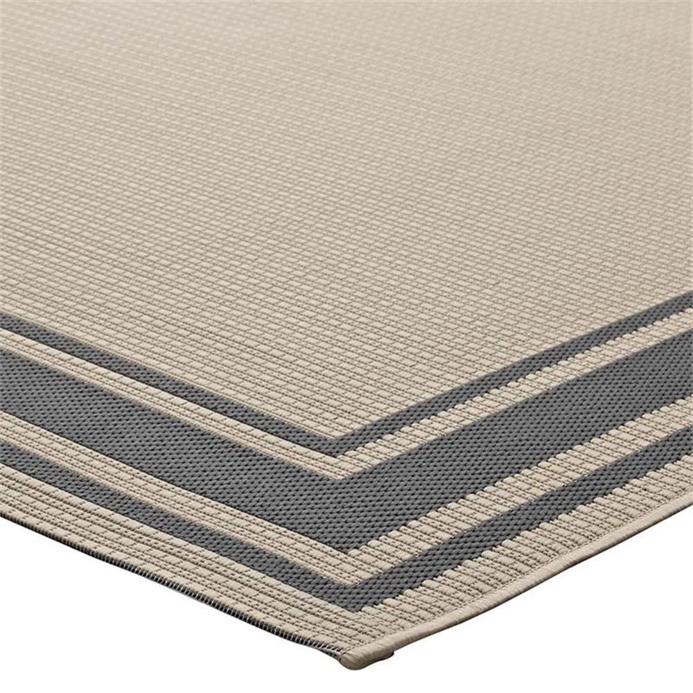 Pemberly Row 94.5x122" Solid Border Indoor and Outdoor Area Rug in Gray & Beige