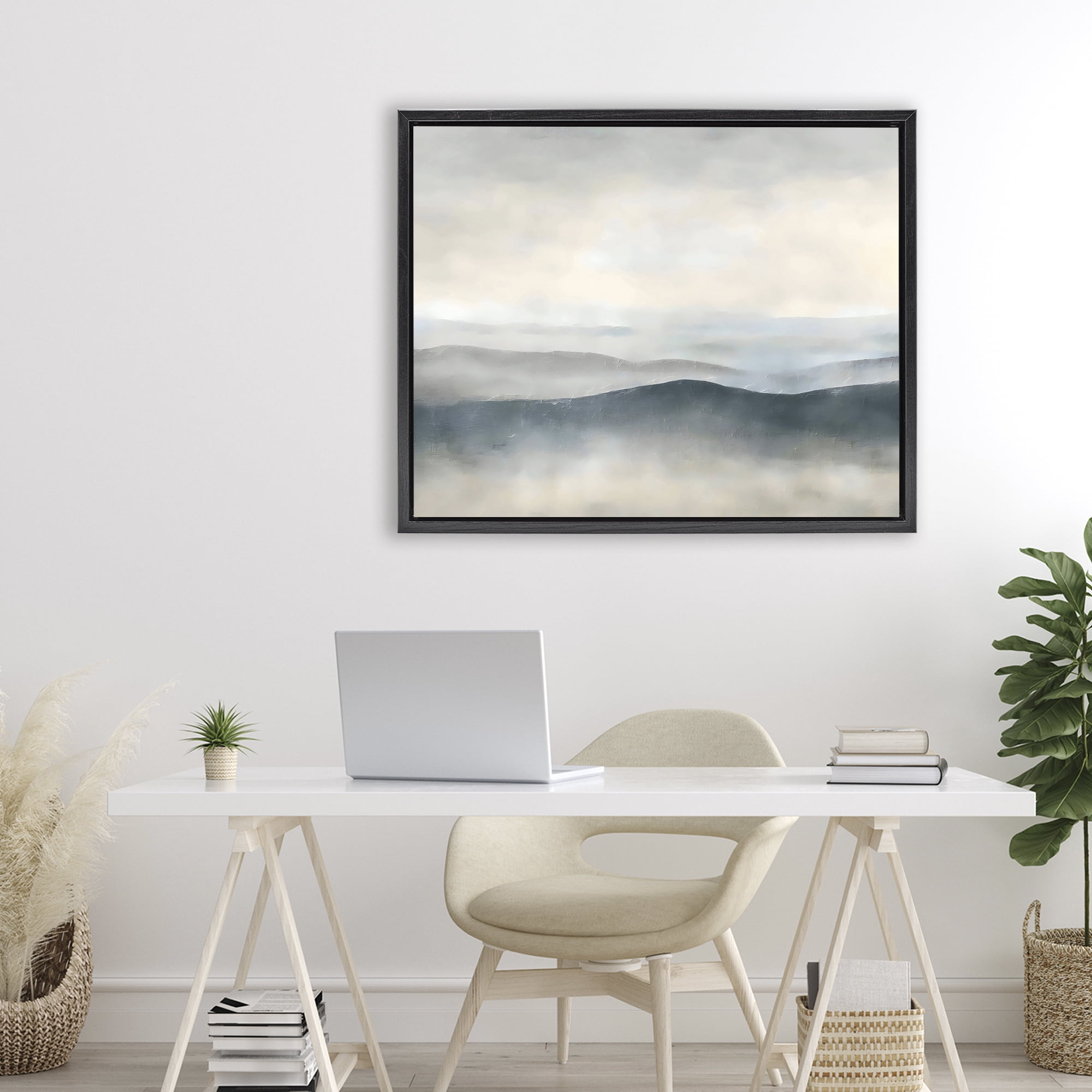 Stupell Industries Muted Horizon Serenity Black Framed Floater Canvas Wall Art, design by Riley B