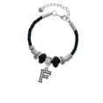 thumbnail image 2 of Delight Jewelry Black Nickeltone Crystal Initial - F - Beaded Border - Wife Celtic Knot Leather Bead Bracelet, 7"+2" Extender, 2 of 4