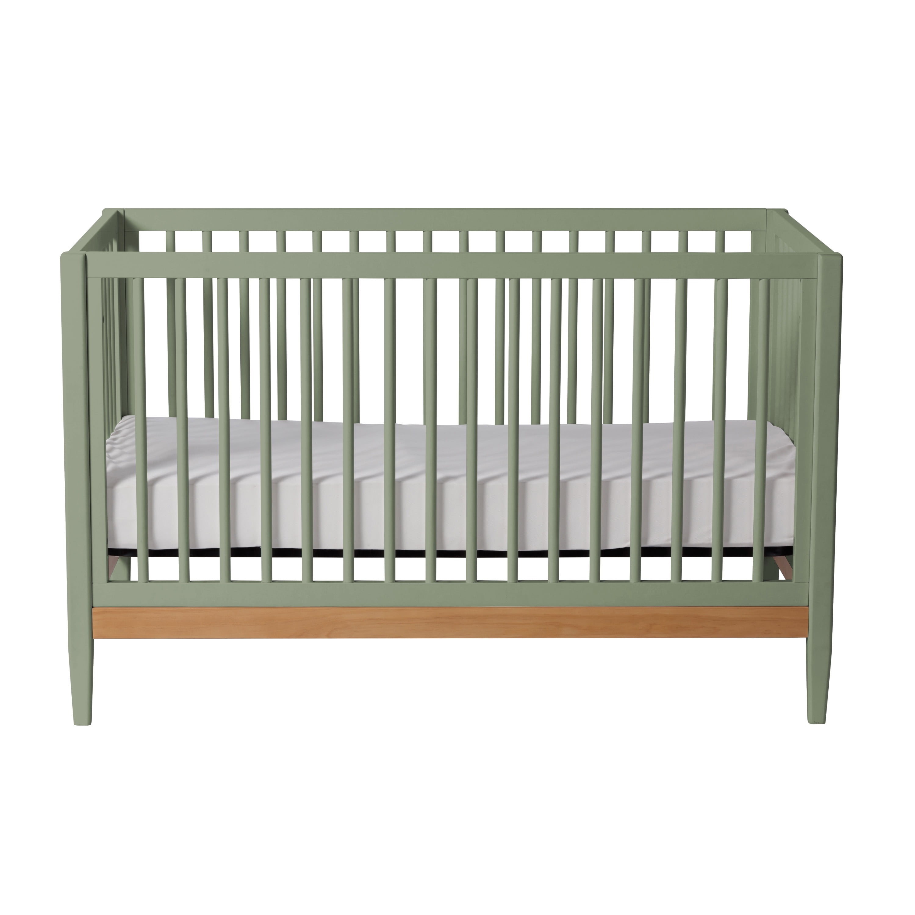 Little Seeds Clover 4-in-1 Convertible Baby Crib, Grove Green/Natural
