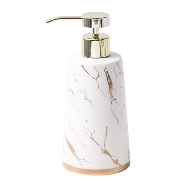 Qeeadeea/Marble Pattern Soap Dispenser With Pump, Refillable Lotion Dispenser For Bathroom Vanity Countertop, Ceramic Shampoo Dispenser-White-450ml/15.8oz