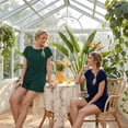 thumbnail image 5 of Loritta Women's Summer Pajama Set, Soft Short Sleeve Lounge Set with Pockets & Ruffle Shorts, S-2XL, 5 of 8