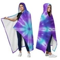 thumbnail image 2 of Wearable Blanket,Purple Blue Tie Dye Spiral Pattern Hooded Wearable Flannel Blanket for Adults & Teens,Winter Poncho Shawl Wrap Cape Cozy Anti-Pill,60"x80", 2 of 5