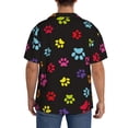 thumbnail image 7 of PAYOHTO Colorful Animal Foot Prints Black Mens Hawaiian Casual Short-sleeved Shirt Tropical Summer Beach Button Down Shirts, 7 of 7