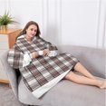 thumbnail image 5 of Oversized Wearable Blanket Hoodie,Brown and White Checkerboard Checkered Pattern Sherpa Blanket Hoodie with Super Pockets,Super Warm Fuzzy Pullover for Women & Men, 5 of 6
