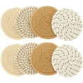 thumbnail image 6 of Minkissy Round Woven Coasters for Home Use Cotton 8Pcs 0.3X4.3In, 6 of 8