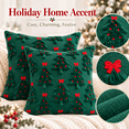 thumbnail image 5 of LOMYOLO Christmas Pillow Covers 18x18 Set of 2, Christmas Tree Throw Pillow Covers with Red Bow Embroidery, Holiday Pillow Covers for Couch Sofa Bed Farmhouse Winter Christmas Decor - Green, 5 of 7