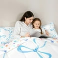thumbnail image 4 of jejeloiu Chic Bow Knot 7pcs Bedding Comforter Set,Cute Cartoon Bow Queen Bedding Sets,Blue Bowtie Pattern Queen Sheet Sets For Girl,Super Cozy Room Decor Reversible, 4 of 8