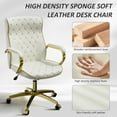thumbnail image 6 of Ninecer Swivel PU Leather Office Chair, Ergonomic High Back Desk Chair with Padded Armrests, Computer Desk Chair with Gold Metal Frame, White, 6 of 10