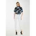 thumbnail image 2 of Women's Hawaiian Tie Front Crop Top Aloha Shirt in Midnight Bloom S, 2 of 5
