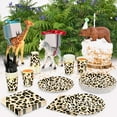 thumbnail image 4 of Animal Leopard Print Party Supplies Pack, Jungle Safari Cheetah Print Birthday Party Decorations Zoo Disposable Tableware, Animal Paper Plates Napkins Cups and Cutlery (Serves 24), 144 PCS, 4 of 9