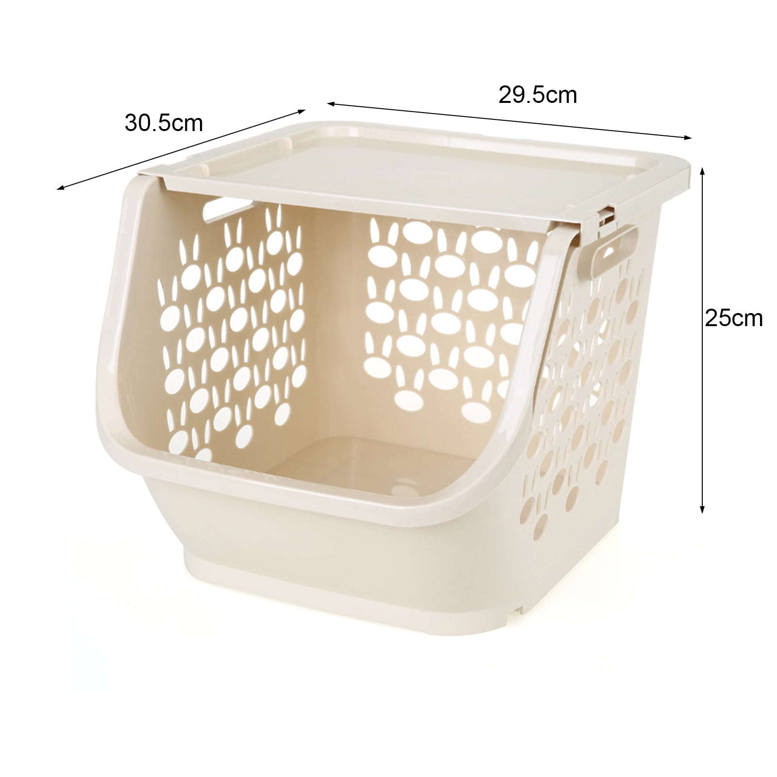Storage Baskets with Top Lid Stackable Pantry Organization and Storage, Large Capacity Kitchen Produce Basket Bins for Fruits, Vegetables, Potatoe, Cans, Onion and Snacks