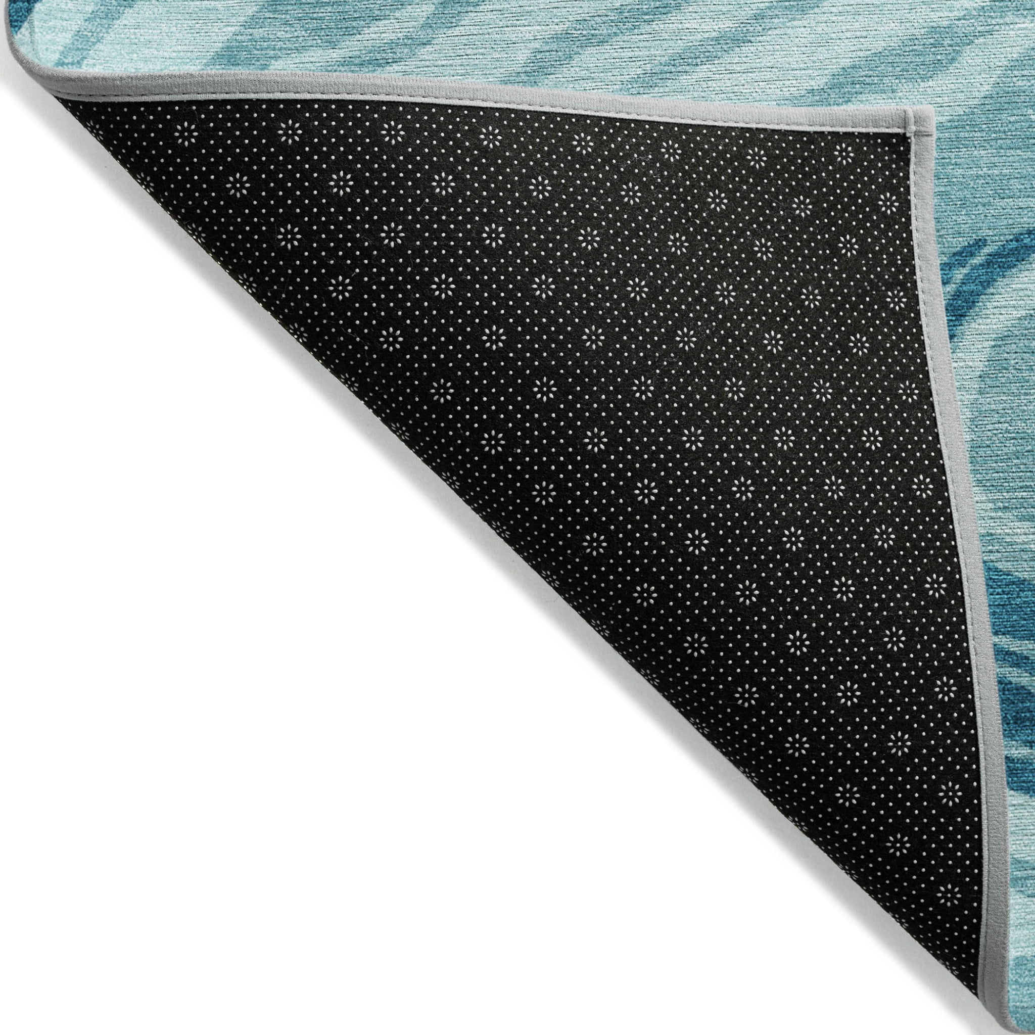 HomeRoots 601311 8 x 10 ft. Turquoise, Teal Blue & Gray Abstract Washable Indoor & Outdoor Rectangle Area Rug