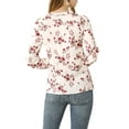 thumbnail image 3 of Allegra K Women's Ruffled Sleeve Blouse Frill Neck Self Tie Elegant Chiffon Floral Top L Ivory, 3 of 6