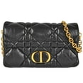 thumbnail image 1 of Pre-Owned Christian Dior Dior CARO Macrocannage Chain Shoulder Wallet Leather Black... (Good), 1 of 10