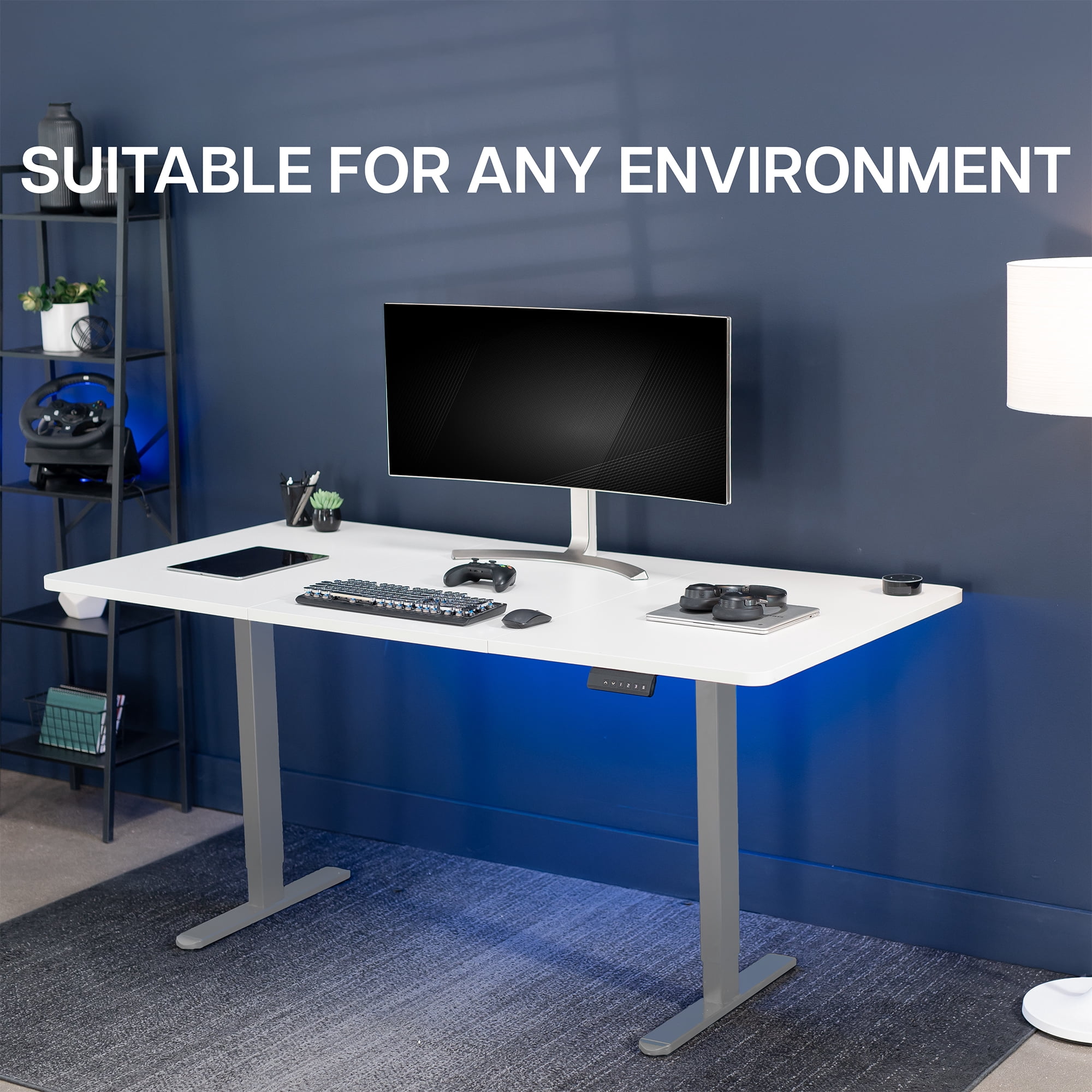 VIVO Electric Dual Motor 71” x 36” Standing Desk, White Top, Gray Frame