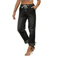 thumbnail image 3 of Ogiraw Maternity Jeans Spring and Autumn Jeans Women's Loose Harun Pants Loose Waist Wild Casual Straight Pants Baggy Jeans for Woman Black L, 3 of 7