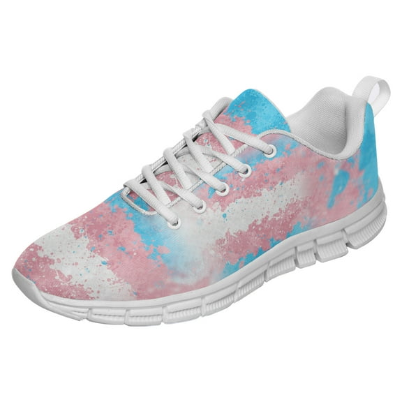 Transgender Pride Flag Art Shoes for Men Women Running Sneakers Breathable Casual Sport Tennis Shoes Gift for Him Her White Size 3.5