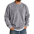 thumbnail image 2 of Oversized Vintage Crewneck Sweatshirt Men Acid Wash Cotton Baggy Trendy Streetwear Long Sleeve Shirts Pullover Tops Gray M, 2 of 3