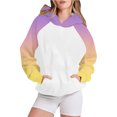 thumbnail image 2 of Bowake Vêtements d'Automne pour Femmes à Manches Longues Dégradé Chandails en Molleton Décontractés Légers Raglan avec Poche, 2 of 5