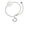 thumbnail image 2 of Delight Jewelry Silvertone Horseshoe with Side Loop Silver-tone Flower Link Chain Bracelet, 6.75"+2" Extender, 2 of 4