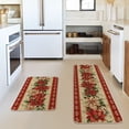 thumbnail image 6 of Sm:)e Poinsettia Christmas Kitchen Rugs and Mats, 17x29Inch and 17x47 Inch, Non Slip Linen Mat Inside Washable for Porch Patio Hallway, 6 of 7
