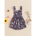 thumbnail image 4 of Nygoyerh Little Girls Denim Overall Shorts Toddler Flower/Chicken/Cow Print Sleeveless Suspender Jumpsuit 6M 12M 18M 24M 3T 4T 5T 6T Kids Cute Summer Shortall Rompers, 4 of 9