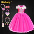 thumbnail image 1 of Vestido de princesa Aurora para niñas, disfraz de princesa Aurora para Halloween, Carnaval, Bella Durmiente, elegante vestido de novia rosa Fivean unisex, 1 of 2