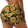 thumbnail image 2 of Kdxio Vintage Black Plaid Sunflower Print Workout Shorts for Women Seamless Soft Smooth Gym Yoga Scrunch Active Shorts, 2 of 5
