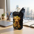 thumbnail image 7 of SEANATIVE Double Glasses Case Zipper Glasses Pouch Bags with 2 Compartment, Stylish Printed Eyeglasses Case Mini Phone Purses Small Storage Bag for Eyeglasses, Highland Cow Sunflower Black, 7 of 7