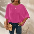thumbnail image 2 of Womens Summer Shirts Plus Size Batwing Sleeve Versatile Neck Oversized Tshirts for Women Pink 5XL, 2 of 7