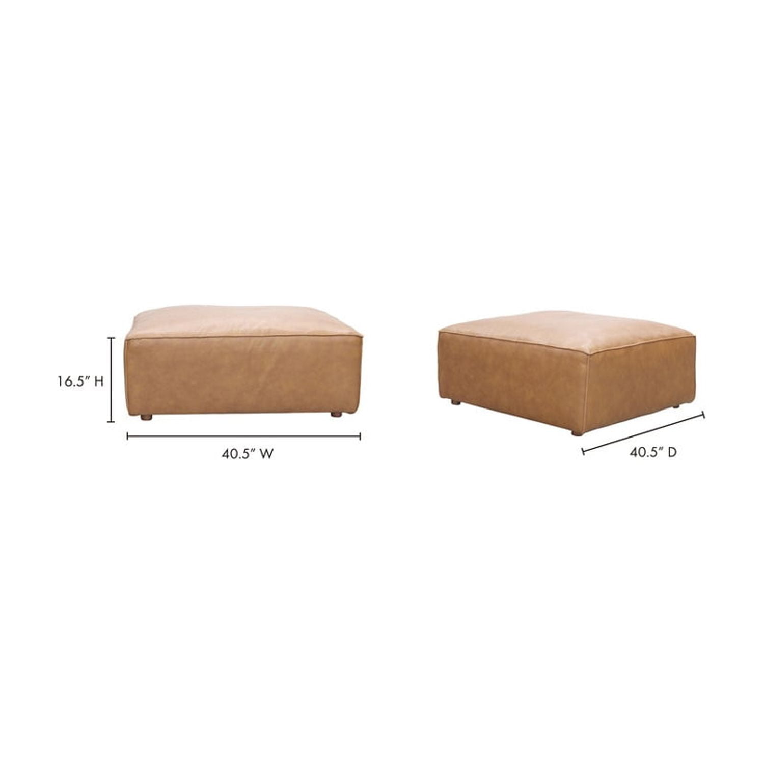 Ottoman - Sonoran Tan Leather Footstool - Modern Upholstered Storage Ottoman - Round & Square Design