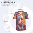 thumbnail image 3 of Zufioo Meditating Cute Horse Print Men's Baseball Short Sleeve, Moisture Wicking Button-Down Hip Hop Tee-4X-Large, 3 of 7