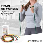 THERABAND Resistance Tubes, Beginner Set, Yellow, Red, and Green, 5 ft Latex Tubing, Home or Clinic Use, Cut-to-Fit, Color-Coded Resistance Bands for Upper & Lower Body Workouts
