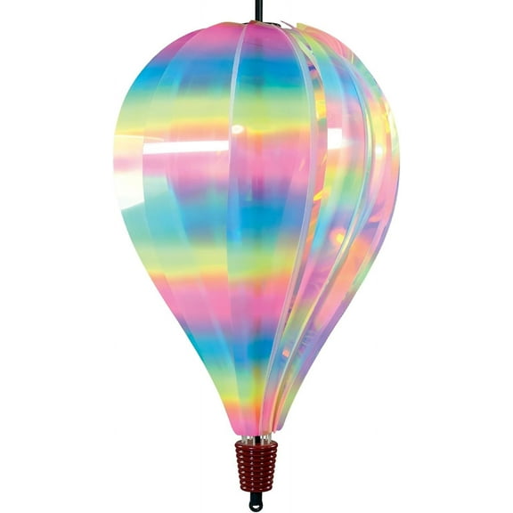 In the Breeze 0976 — Striped Iridescent 10 Panel Hot Air Balloon — Colorful Mylar Wind Spinner for Yards and Gardens