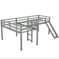 thumbnail image 5 of Tcbosik Twin Size Loft Bed with Slide, L-Shaped Bed Frame with Built-in Ladder and Full Length Guardrail, Wood Slats Support, Space Saving, Gray, 5 of 10
