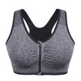 thumbnail image 1 of Deepwonder Women's Zip Front Sports Bra Wireless Post-Surgery Bra Active Yoga Sports Bras(Gray,L), 1 of 7