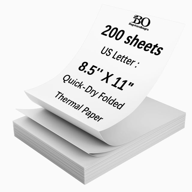 Thermal Printer Paper 8.5 x 11 Inch, 200 Sheets US Letter Size Thermal Paper, Compatible with M08F/