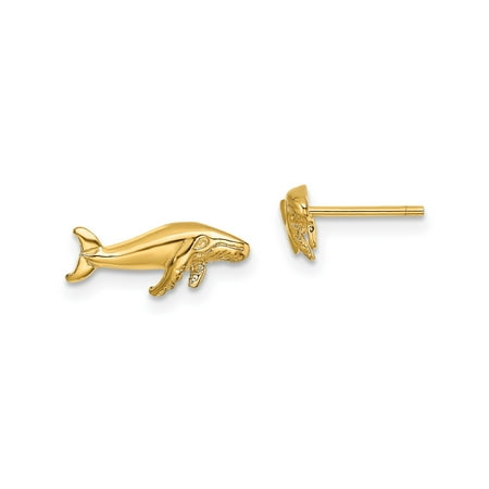 14k Yellow Gold Humpback Whale Stud Earrings for Women and Men Nautical Ocean Animal Jewelry Nature Symbolism Marine Life Theme Unisex Polished Design 14k Yellow Gold Humpback Whale Stud Earrings for Women and Men Nautical Ocean Animal Jewelry Nature Symbolism Marine Life Theme Unisex Polished Design