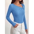 thumbnail image 4 of PRETTYGARDEN Womens Early Fall Fashion Long Sleeve T Shirts Asymmetrical Ribbed Fitted Trendy Going Out Tops Y2K Outfits, 4 of 8