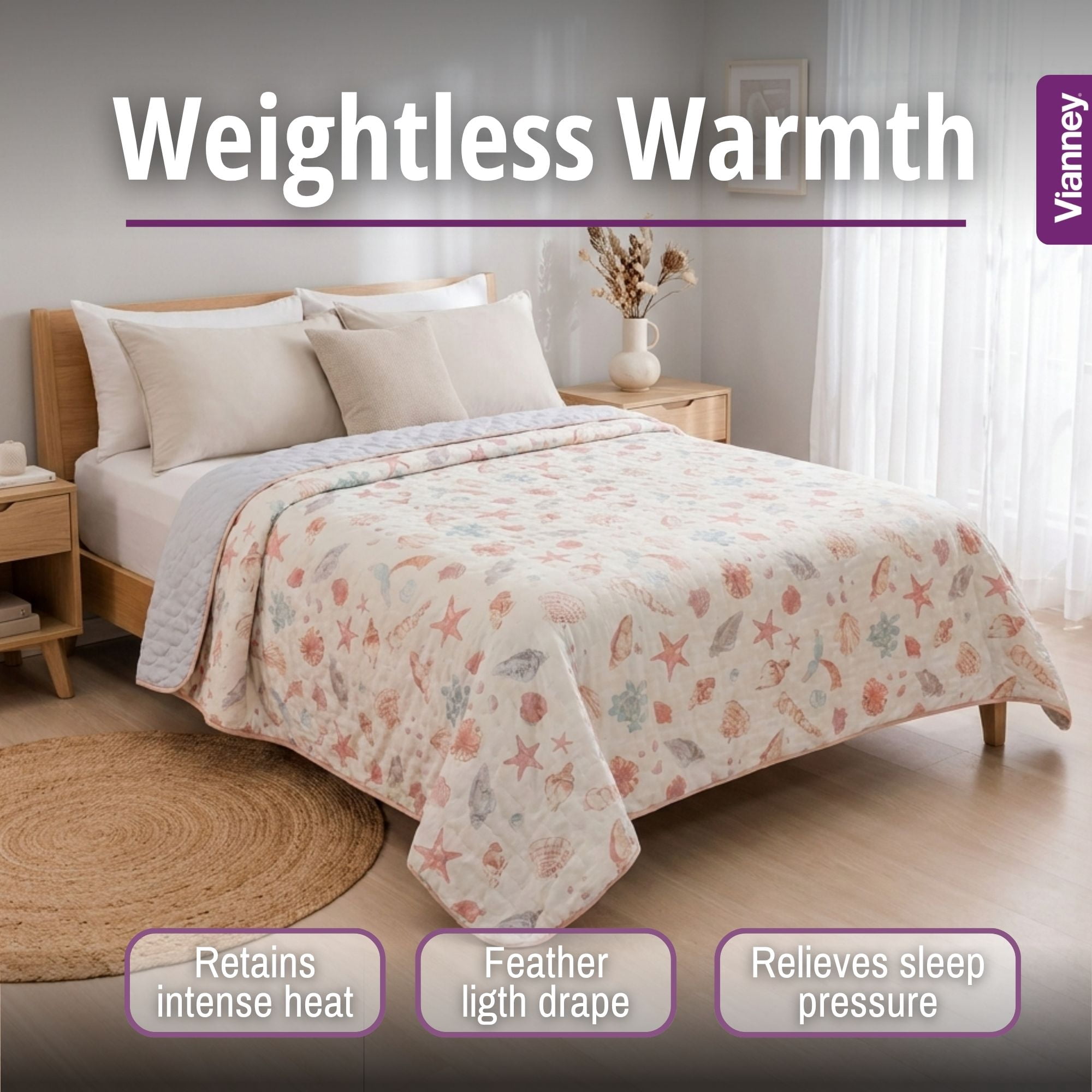 Vianney Comforter Twin Novo Coral Patterned Design Soft Fleece Material Lightweight and Cozy Throw for Couch or Bed Year Round Comfort and Stylish Decor