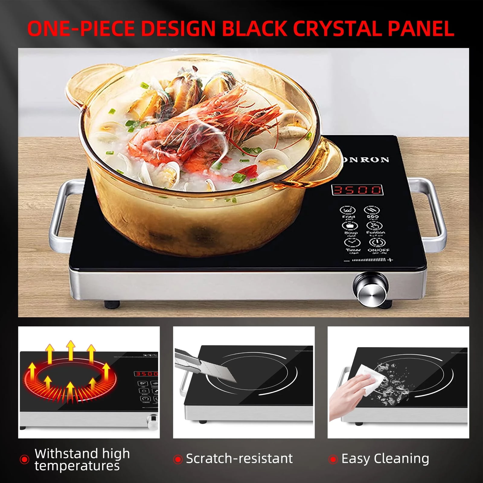 SAVALETOR 3500W Electric Ceramic Stove, Portable Induction Cooktop Infrared Burner Countertop Cooktop, Cooker Hot Plate Furnace,Home Cooktop US 110V