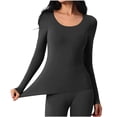 thumbnail image 3 of Jamicy Womens Winter Undershirts Long Sleeved Round Neck Solid Color Warm Basic Tops Underwear Base Layers for Women, 3 of 10