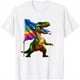 thumbnail image 2 of Camiseta premium con diseño divertido de dinosaurio y bandera antiarcoíris con diseño de galaxia espacial y arcoíris, últimas camisetas holgadas de verano de estilo Harajuku para mujer, 2 of 5