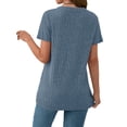 thumbnail image 4 of Fantaslook V Neck Tops for Women Short Sleeve Henry Shirts with Button Dressy Casual Summer Blouses Tops, 4 of 9