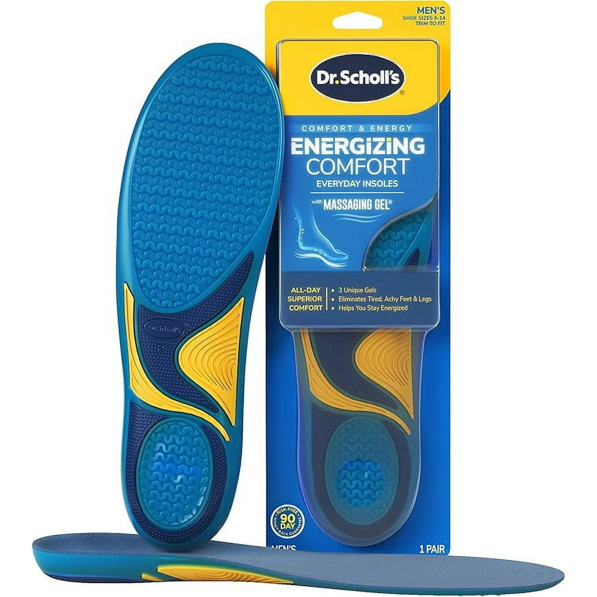 Dr. Scholl’s Energizing Comfort Everyday Insoles with Massaging Gel for Men, Size 8-14