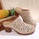 thumbnail image 4 of Tacones Altos de la Mujer de Moda Casual Primavera Verano Color Sólido Cerrado Dedo Del Pie Floral Bloque Tacones Bohemian Recorte Mulas, 4 of 7
