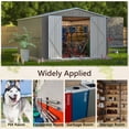thumbnail image 4 of LZBEITEM 10 x 12 ft. Outdoor Storage Shed with Floor Frame Kit, Galvanized Steel Garden Shed, Metal Tool Sheds with Double Lockable Doors for Backyard Patio Lawn, Gray, 4 of 12